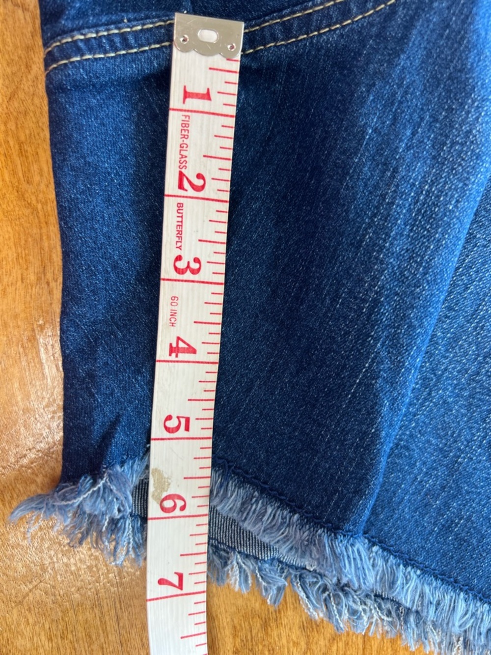 just be Dark Blue Frayed Hem Denim Shorts - Picture 4 of 5